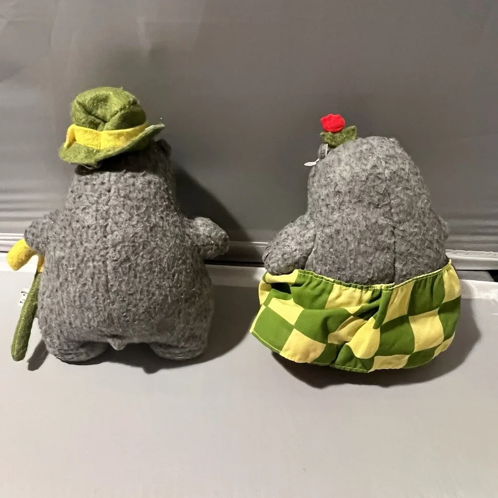 Vintage Crocodile Creek George and Martha Hippo Beanbag Felt Plush Toys Set 1999
